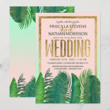 Tropische palmboom Banana Leaf Gold Wedding