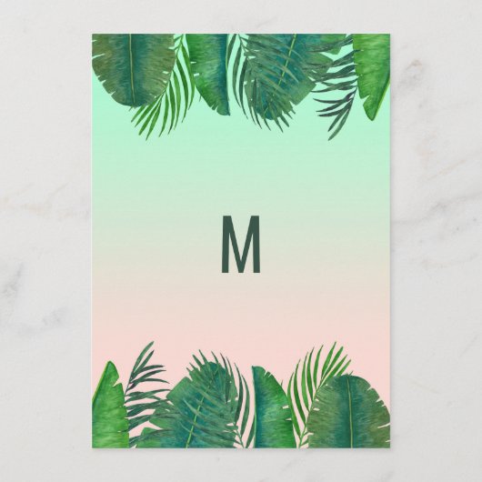 Tropische palmboom Banana Leaf Gold Wedding Menu (Achterkant)