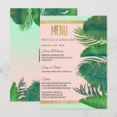 Tropische palmboom Banana Leaf Gold Wedding Menu (Voorkant / Achterkant)