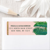 Tropische palmboom bananenblad gouden adres etiket (Insitu)