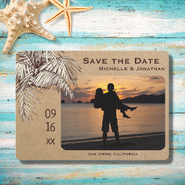Tropische palmboom Beach Photo Weddenschap Save The Date