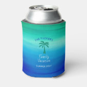 Tropische palmboom Beach Summer Family Vacking Blikjeskoeler (Blikje Achterkant)