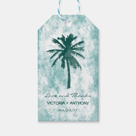 Tropische palmboom Beach Weddenschap bedankt Cadeaulabel (Voorkant)
