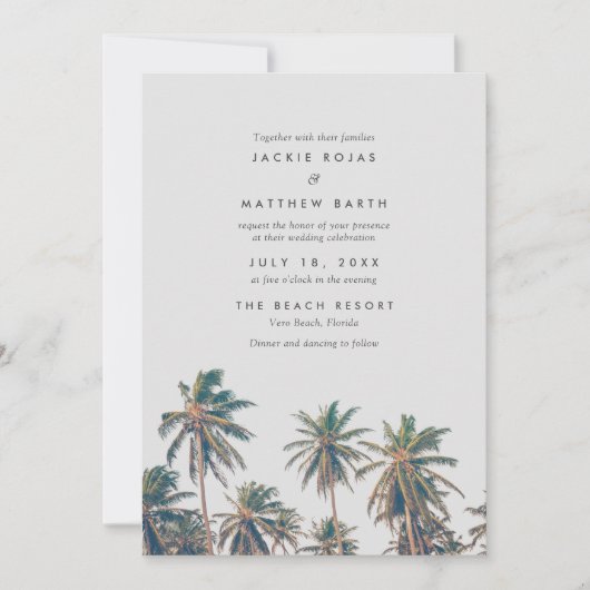 Tropische palmboom Beach Weddenschap Kaart (Voorkant)