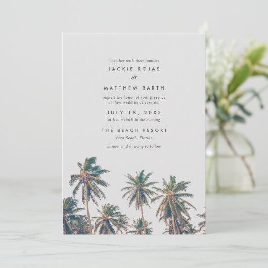Tropische palmboom Beach Weddenschap Kaart (Staand voorkant)