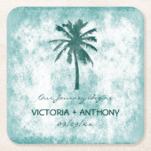 Tropische palmboom Beach Weddenschap Kartonnen Onderzetters (Voorkant)