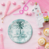 Tropische palmboom Beach Weddenschap Papieren Bordje (Feest)