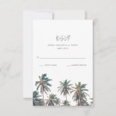 Tropische palmboom Beach Weddenschap RSVP Kaartje (Voorkant)