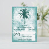 Tropische palmboom Beach Weddenschap RSVP Kaartje (Staand voorkant)