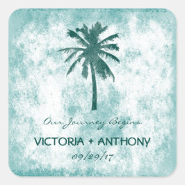 Tropische palmboom Beach Weddenschap Vierkante Sticker