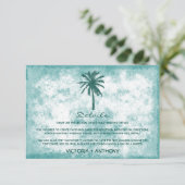 Tropische palmboom Beach Wedding Detail Informatiekaartje (Staand voorkant)