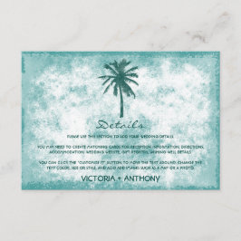 Tropische palmboom Beach Wedding Detail Informatiekaartje