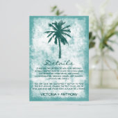 Tropische palmboom Beach Wedding Detail Informatiekaartje (Staand voorkant)
