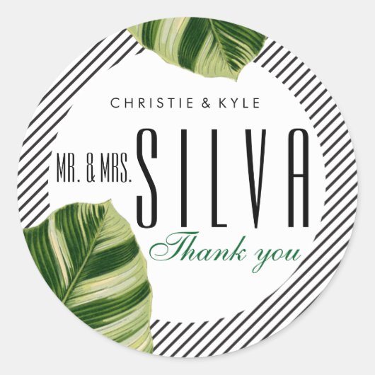 Tropische palmboom Beach Wedding Favor Sticker (Voorkant)