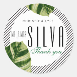 Tropische palmboom Beach Wedding Favor Sticker