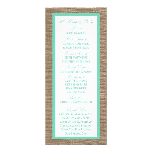 Tropische palmboom Beach Wedding Programme Reclamekaart (Achterkant)