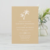 Tropische palmboom Beige Beach Sand Wedding Kaart (Staand voorkant)