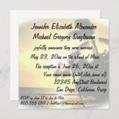 Tropische palmboom bij huwelijkskondiging kaart (Voorkant / Achterkant)