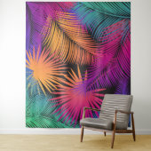 Tropische Palmboom Bladeren Jungle Regenboog Wandkleed (In situ)