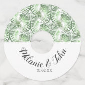 Tropische Palmboom Bladeren  - Koppelnaam Wijnglaslabel (Voorkant)