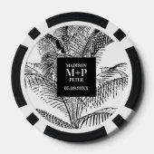 Tropische palmboom bladeren strand bruiloft gunst poker chips (Achterkant)