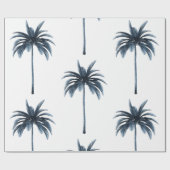Tropische palmboom blauw wit cadeau cadeaupapier (Vlak)