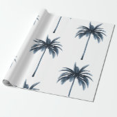 Tropische palmboom blauw wit cadeau cadeaupapier (Uitgerold)