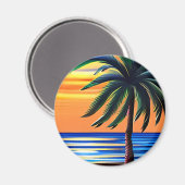  tropische palmboom blazen in de wind magneet (Voorkant / Achterkant)