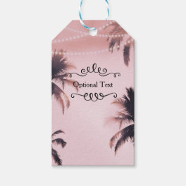 Tropische Palmboom Bomen & Lichtjes Roze Strand St Cadeaulabel