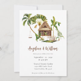Tropische Palmboom Botanische Bruiloft Kaart