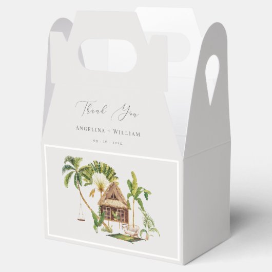 Tropische palmboom bruiloft dank u bedankdoosjes (Geopend)
