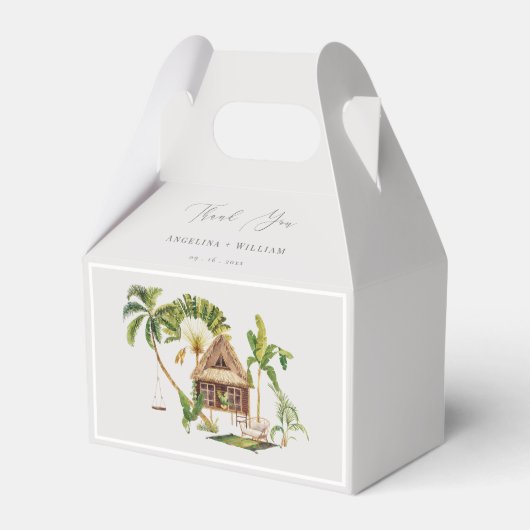 Tropische palmboom bruiloft dank u bedankdoosjes (Voorkant Zijde)