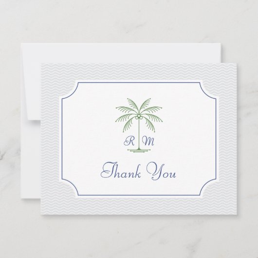 Tropische palmboom bruiloft dank u kaart (Voorkant)
