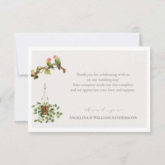 Tropische palmboom bruiloft dank u kaart (Achterkant)