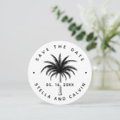 Tropische palmboom bruiloft eenvoudig foto save the date (Staand voorkant)