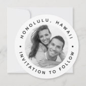 Tropische palmboom bruiloft eenvoudig foto save the date (Achterkant)