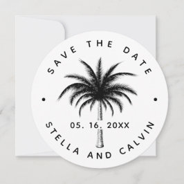 Tropische palmboom bruiloft eenvoudig foto save the date