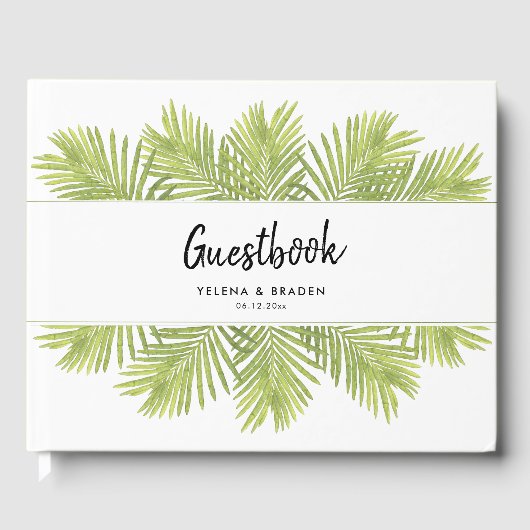 Tropische palmboom bruiloft gastenboek (Voorkant)