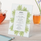 Tropische palmboom bruiloft menu reclamebord met voetstuk (Insitu)