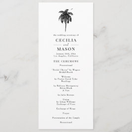 Tropische palmboom bruiloft programma programmakaart