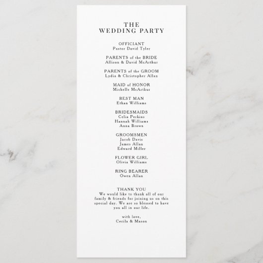 Tropische palmboom bruiloft programma programmakaart (Achterkant)