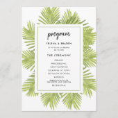 Tropische palmboom bruiloft programmakaart (Voorkant)