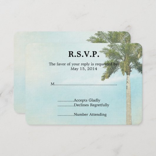 Tropische palmboom bruiloft RSVP (Voorkant / Achterkant)