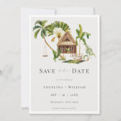 Tropische palmboom bruiloft Save the Date Kaart (Voorkant)