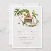 Tropische palmboom bruiloft uitnodiging (Voorkant)