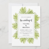 Tropische palmboom bruiloft uitnodiging (Voorkant)