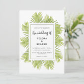 Tropische palmboom bruiloft uitnodiging (Staand voorkant)