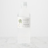 Tropische palmboom bruiloft waterfles etiket (Voorkant)