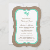 Tropische palmboom Burlap Beach Wedding Shower Kaart (Voorkant)