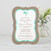 Tropische palmboom Burlap Beach Wedding Shower Kaart (Staand voorkant)
